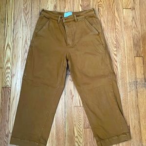 Everlane The Slim Straight Leg High Rise Crop Brass Colored Short Size 12